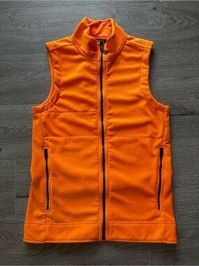 NOBULL Neon Orange Full-Zip Fleece Vest - Size Small Made in USA Visibility Hike
